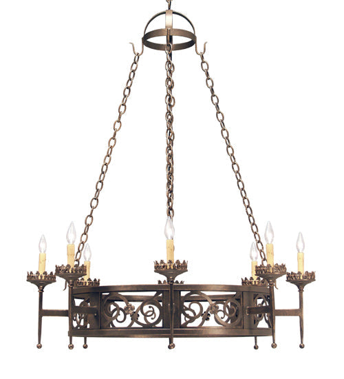 Meyda Lighting Majella 42" 8-Light Gilded Tobacco Chandelier With Amber Faux Candlelight
