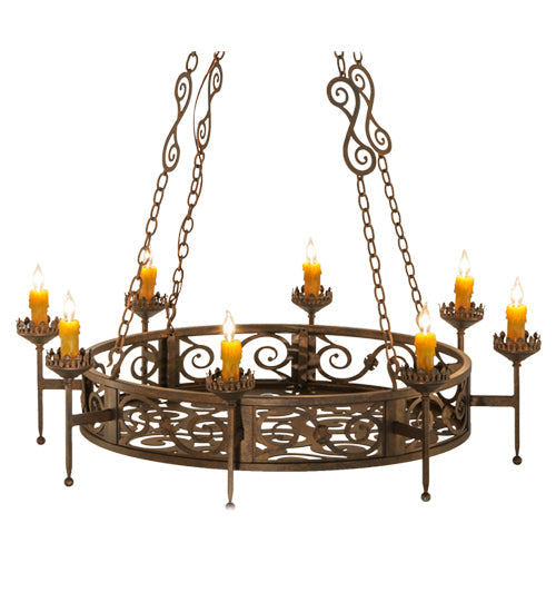 Meyda Lighting Majella 48" 8-Light Gilded Tobacco Chandelier With Amber Faux Candlelight
