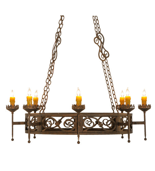 Meyda Lighting Majella 48" 8-Light Gilded Tobacco Chandelier With Amber Faux Candlelight