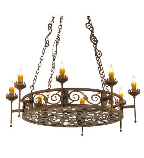 Meyda Lighting Majella 48" 8-Light Gilded Tobacco Chandelier With Amber Faux Candlelight