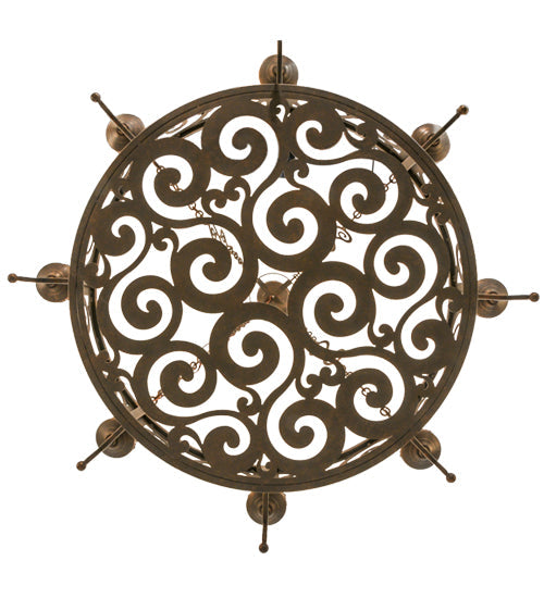 Meyda Lighting Majella 48" 8-Light Gilded Tobacco Chandelier With Amber Faux Candlelight