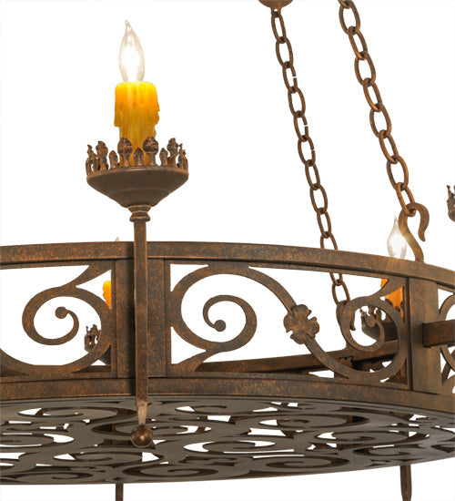Meyda Lighting Majella 48" 8-Light Gilded Tobacco Chandelier With Amber Faux Candlelight