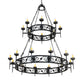 Meyda Lighting Majella 66" 20-Light 2-Tier Antique Iron Gate Chandelier With Amber Faux Candlelight