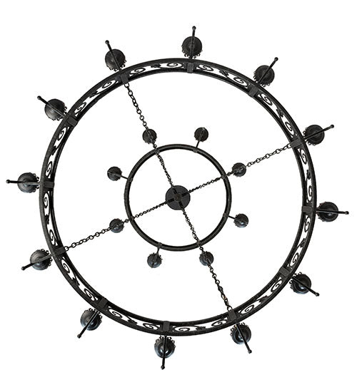 Meyda Lighting Majella 66" 20-Light 2-Tier Antique Iron Gate Chandelier With Amber Faux Candlelight