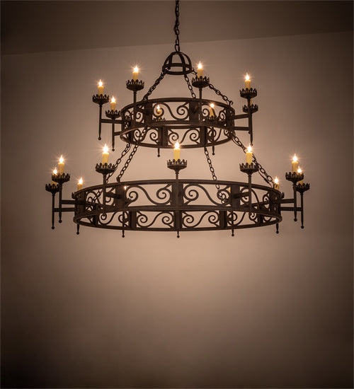Meyda Lighting Majella 66" 20-Light 2-Tier Classic Rust Chandelier With Ivory Faux Candlelight