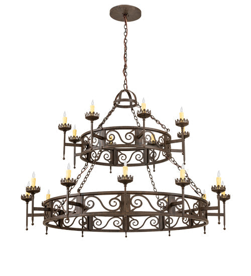 Meyda Lighting Majella 66" 20-Light 2-Tier Classic Rust Chandelier With Ivory Faux Candlelight