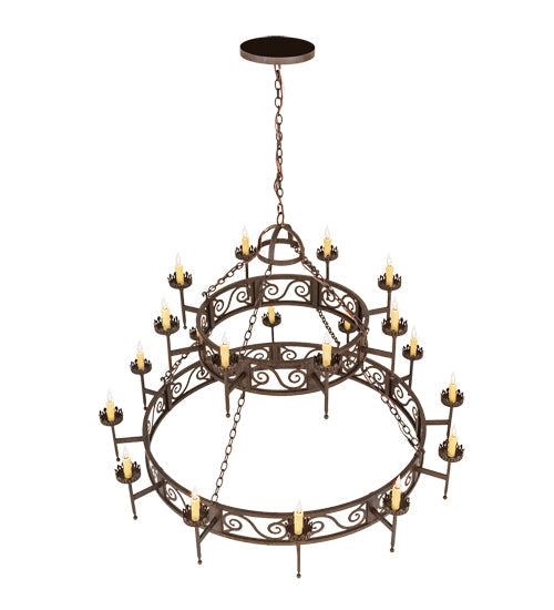 Meyda Lighting Majella 66" 20-Light 2-Tier Classic Rust Chandelier With Ivory Faux Candlelight