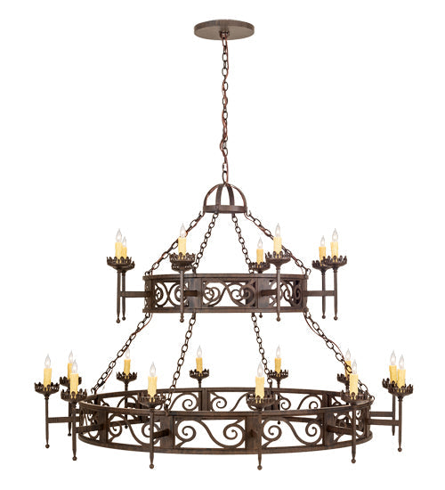Meyda Lighting Majella 66" 20-Light 2-Tier Classic Rust Chandelier With Ivory Faux Candlelight