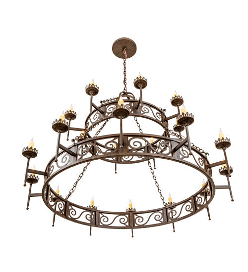 Meyda Lighting Majella 66" 20-Light 2-Tier Classic Rust Chandelier With Ivory Faux Candlelight