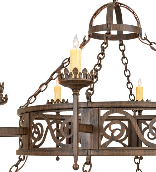 Meyda Lighting Majella 66" 20-Light 2-Tier Classic Rust Chandelier With Ivory Faux Candlelight