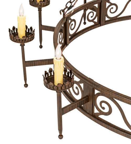 Meyda Lighting Majella 66" 20-Light 2-Tier Classic Rust Chandelier With Ivory Faux Candlelight