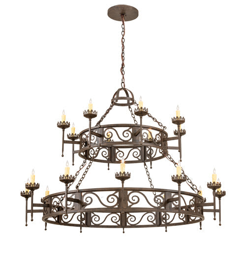 Meyda Lighting Majella 66" 20-Light 2-Tier Classic Rust Chandelier With Ivory Faux Candlelight