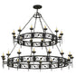 Meyda Lighting Majella 84" 28-Light 2-Tier Antique Iron Gate Chandelier With Amber Faux Candlelight