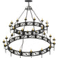 Meyda Lighting Majella 84" 28-Light 2-Tier Antique Iron Gate Chandelier With Amber Faux Candlelight