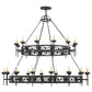 Meyda Lighting Majella 84" 28-Light 2-Tier Antique Iron Gate Chandelier With Amber Faux Candlelight