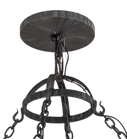 Meyda Lighting Majella 84" 28-Light 2-Tier Antique Iron Gate Chandelier With Amber Faux Candlelight