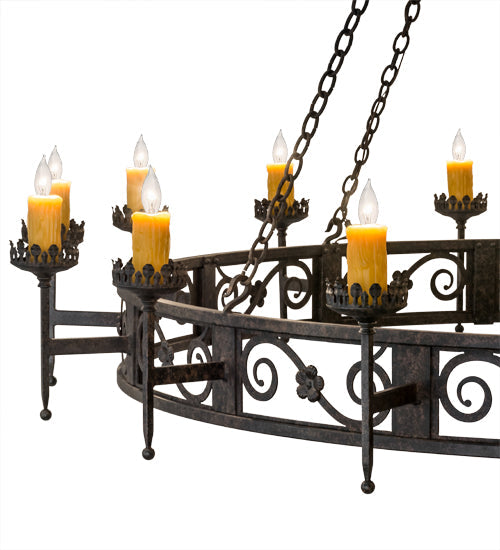 Meyda Lighting Majella 84" 28-Light 2-Tier Coffee Bean Chandelier With Amber Faux Candlelight
