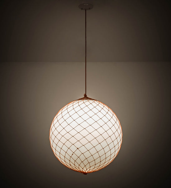 Meyda Lighting Malla Pelota 24" White Pendant Light With White Statuario Idalight Shade Glass