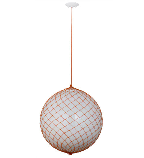 Meyda Lighting Malla Pelota 24" White Pendant Light With White Statuario Idalight Shade Glass