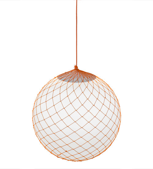 Meyda Lighting Malla Pelota 24" White Pendant Light With White Statuario Idalight Shade Glass
