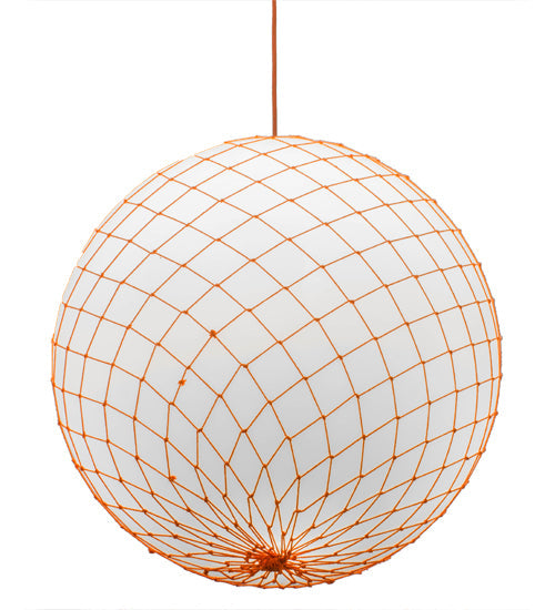 Meyda Lighting Malla Pelota 24" White Pendant Light With White Statuario Idalight Shade Glass