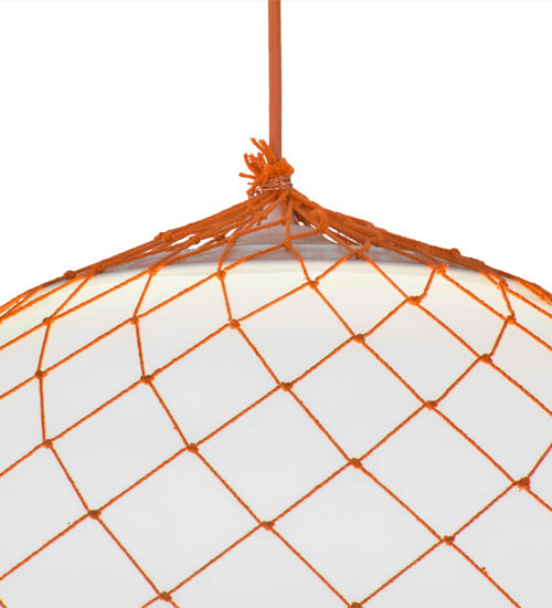Meyda Lighting Malla Pelota 24" White Pendant Light With White Statuario Idalight Shade Glass