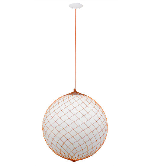 Meyda Lighting Malla Pelota 24" White Pendant Light With White Statuario Idalight Shade Glass