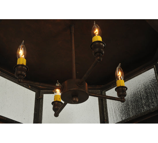 Meyda Lighting Manchester 30" 4-Light Antique Rust Octagon Flush Mount Light With Clear Seeded Shade Glass