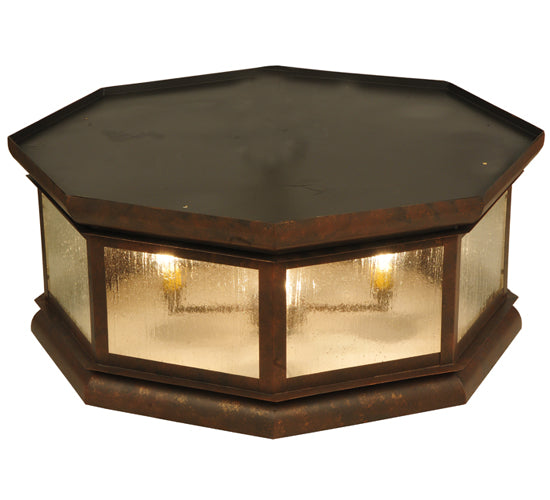 Meyda Lighting Manchester 30" 4-Light Antique Rust Octagon Flush Mount Light With Clear Seeded Shade Glass