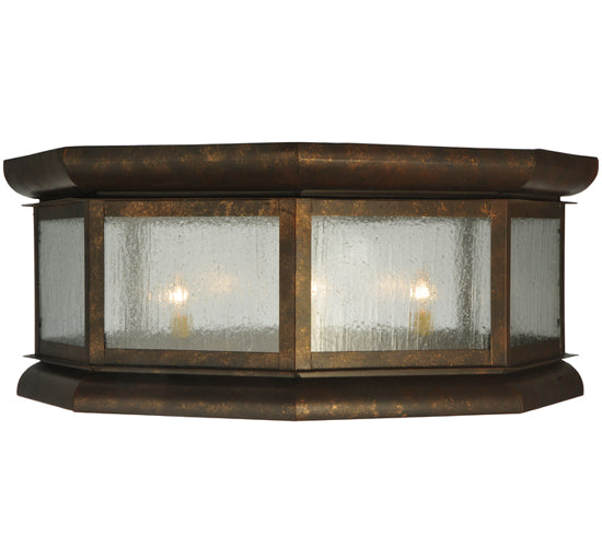 Meyda Lighting Manchester 30" 4-Light Antique Rust Octagon Flush Mount Light With Clear Seeded Shade Glass