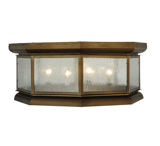 Meyda Lighting Manchester 30" 4-Light Brass Flush Mount Light With Clear Seeded Shade Glass