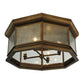 Meyda Lighting Manchester 30" 4-Light Brass Flush Mount Light With Clear Seeded Shade Glass