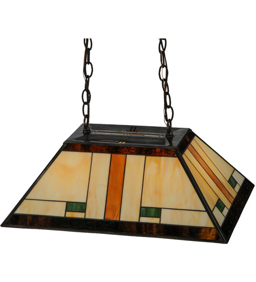 Meyda Lighting Manhattan 21" 2-light Oil Rubbed Bronze Island Pendant Light With Multi-Colored Shade Glass