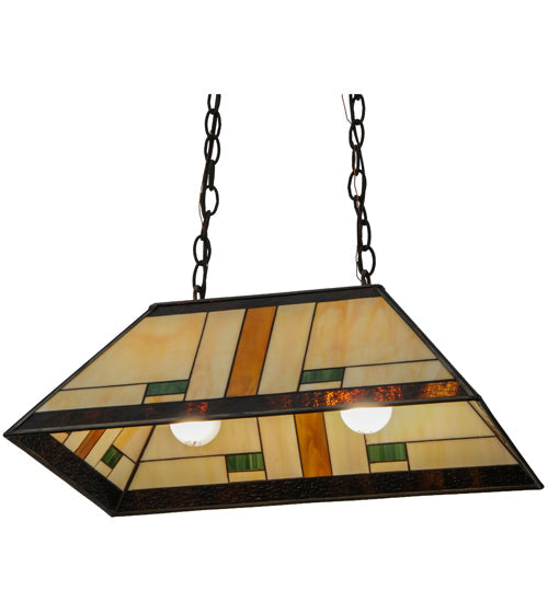 Meyda Lighting Manhattan 21" 2-light Oil Rubbed Bronze Island Pendant Light With Multi-Colored Shade Glass