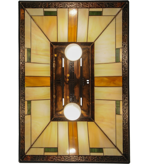 Meyda Lighting Manhattan 21" 2-light Oil Rubbed Bronze Island Pendant Light With Multi-Colored Shade Glass
