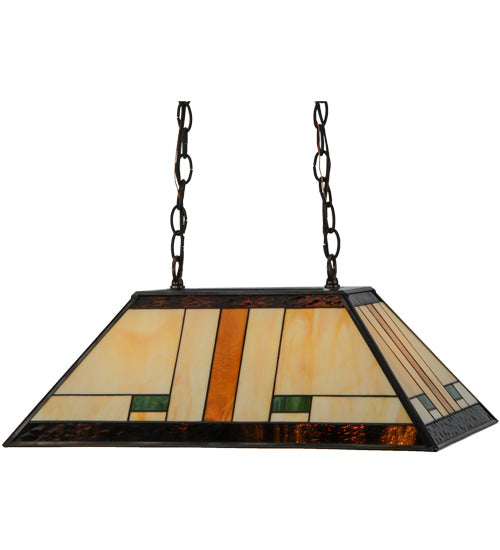 Meyda Lighting Manhattan 21" 2-light Oil Rubbed Bronze Island Pendant Light With Multi-Colored Shade Glass