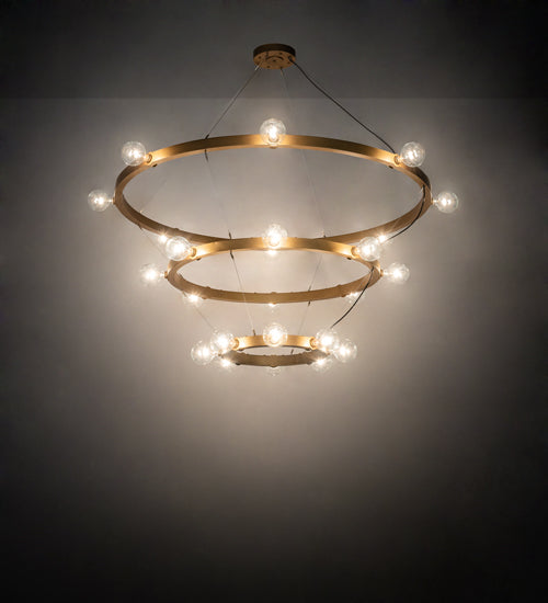 Meyda Lighting Manheim 72" 24-Light 3-Tier Gold Metallic Alva Chandelier