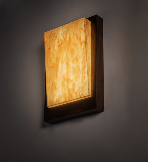 Meyda Lighting Manitowac 12" LED Vintage Copper Wall Sconce With Ambra Siena Idalight Shade Glass