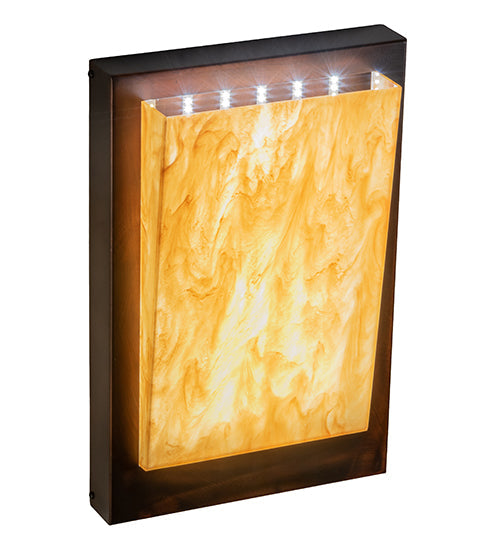 Meyda Lighting Manitowac 12" LED Vintage Copper Wall Sconce With Ambra Siena Idalight Shade Glass