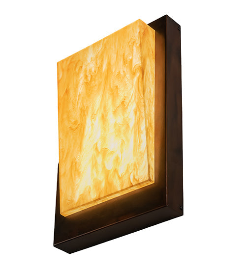 Meyda Lighting Manitowac 12" LED Vintage Copper Wall Sconce With Ambra Siena Idalight Shade Glass