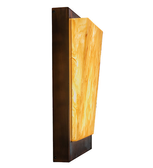 Meyda Lighting Manitowac 12" LED Vintage Copper Wall Sconce With Ambra Siena Idalight Shade Glass