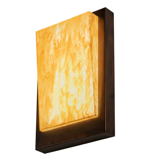 Meyda Lighting Manitowac 12" LED Vintage Copper Wall Sconce With Ambra Siena Idalight Shade Glass