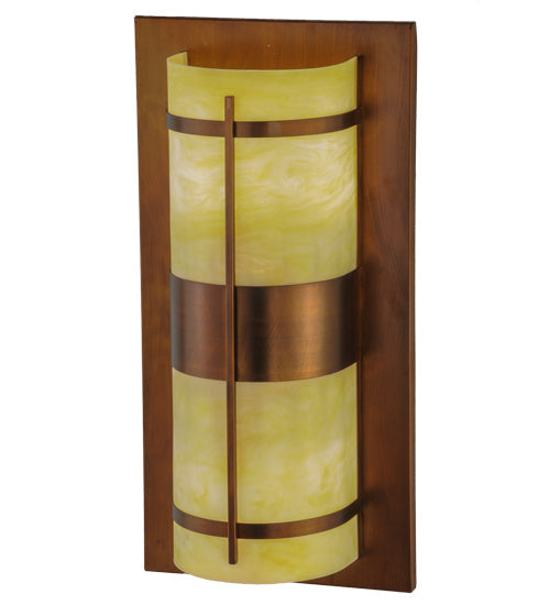 Meyda Lighting Manitowac 18" 2-Light Vintage Copper Wall Sconce With Botticino Idalight Shade Glass