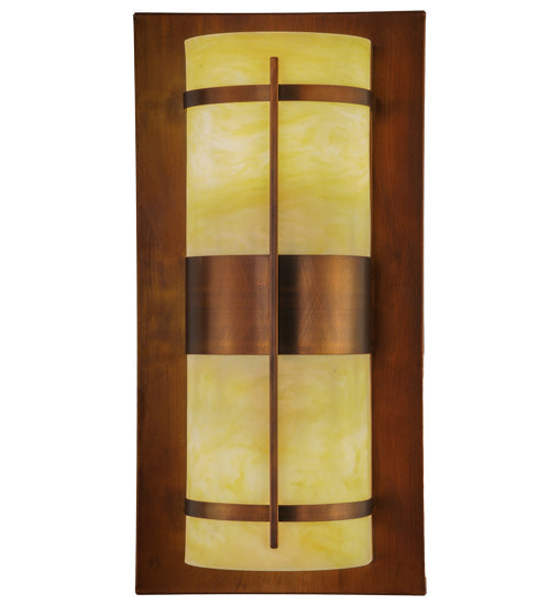 Meyda Lighting Manitowac 18" 2-Light Vintage Copper Wall Sconce With Botticino Idalight Shade Glass