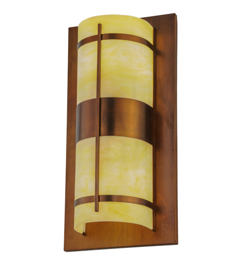 Meyda Lighting Manitowac 18" 2-Light Vintage Copper Wall Sconce With Botticino Idalight Shade Glass