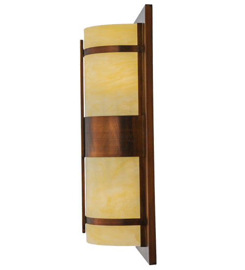 Meyda Lighting Manitowac 18" 2-Light Vintage Copper Wall Sconce With Botticino Idalight Shade Glass