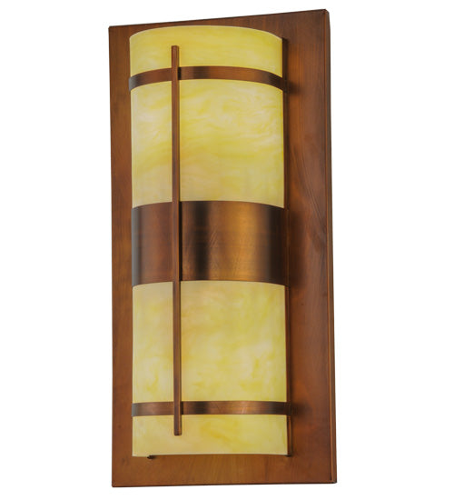 Meyda Lighting Manitowac 18" 2-Light Vintage Copper Wall Sconce With Botticino Idalight Shade Glass