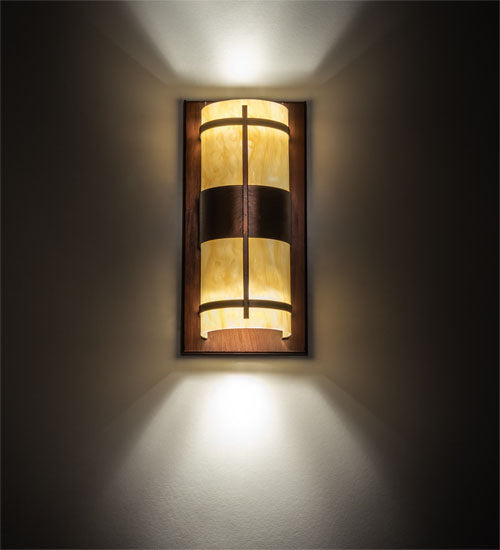Meyda Lighting Manitowac 6" 2-Light LED Vintage Copper Wall Sconce With Botticino Idalight Shade Glass