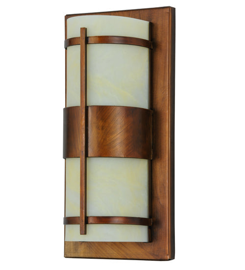 Meyda Lighting Manitowac 6" 2-Light LED Vintage Copper Wall Sconce With Botticino Idalight Shade Glass