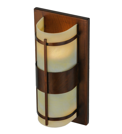 Meyda Lighting Manitowac 6" 2-Light LED Vintage Copper Wall Sconce With Botticino Idalight Shade Glass